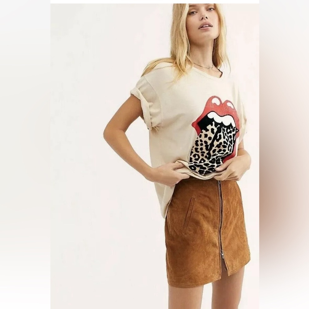 Sz L Day Dreamer X Free People Stones Flocked Leopard Tongue Tee